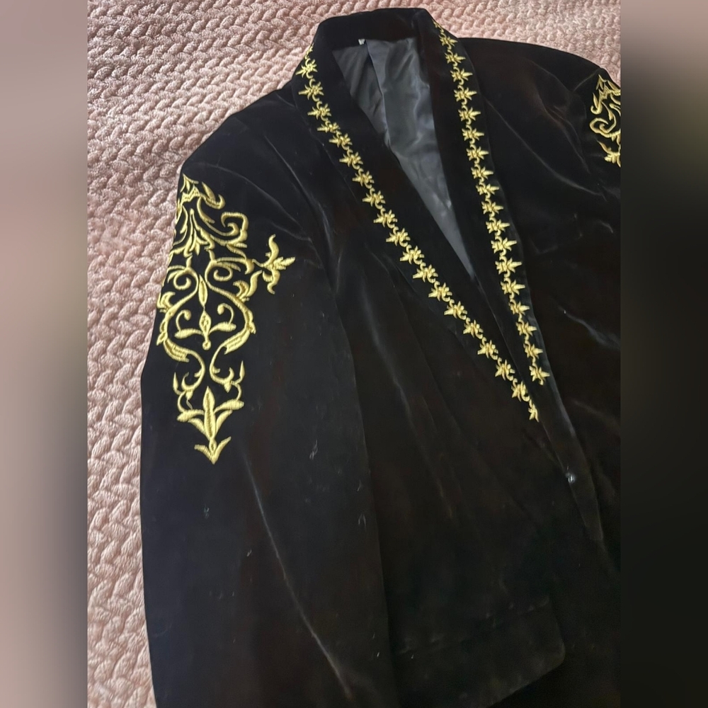 Black Jacket with Gold Embroidery